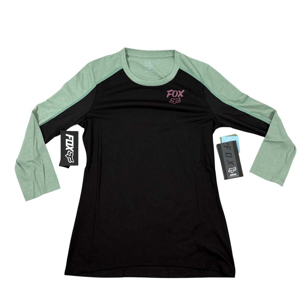 FOX Ranger Dri-Release 3/4 Sleeve Jersey Women's Small Black Green NEW‎ MTB Bike - Picture 2 of 9